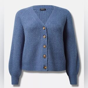 Torrid Blue Button-Up Sweater